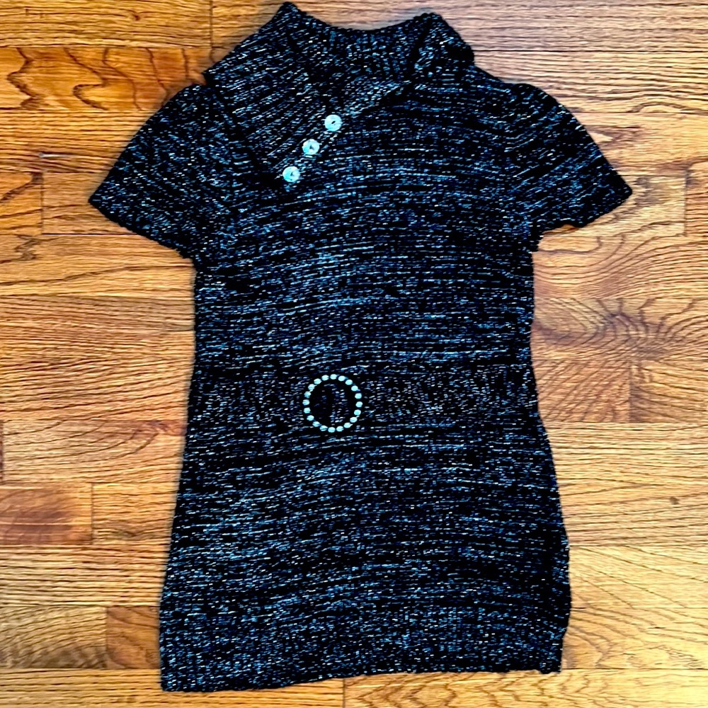 Faded glory black sweater tunic with metallic accent size 7–8